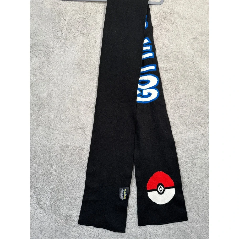 Pokemon Pokeball Nintendo Gotta Catch Em Scarf 74x7 Winter Knit Black/Red/Blue